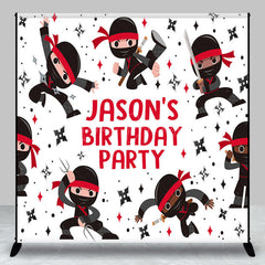 Lofaris Black Red Ninja Darts Custom Name Birthday Backdrop