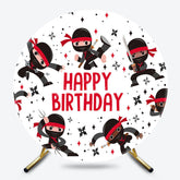 Lofaris Black Red Ninja Darts Games Round Birthday Backdrop