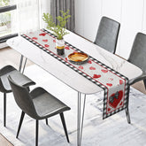 Lofaris Black Red Plaid Hearts Valentines Day Table Runner
