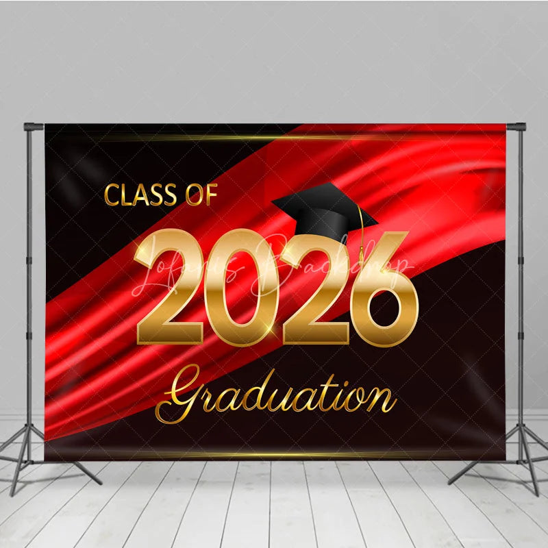 Lofaris Black Red Ribbon Celebrate Grad Ceremony Backdrop