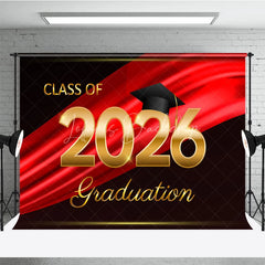 Lofaris Black Red Ribbon Celebrate Grad Ceremony Backdrop