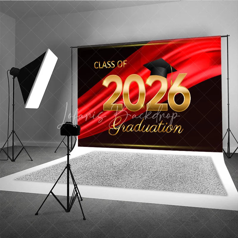 Lofaris Black Red Ribbon Celebrate Grad Ceremony Backdrop