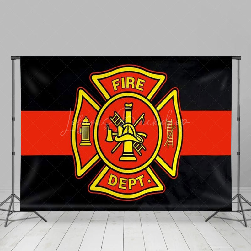 Lofaris Black Red Yellow Fire Station Logo Backdrop For Party