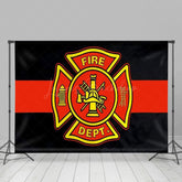 Lofaris Black Red Yellow Fire Station Logo Backdrop For Party