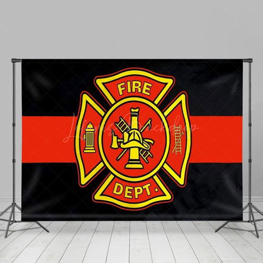Lofaris Black Red Yellow Fire Station Logo Backdrop For Party