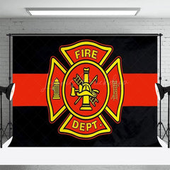 Lofaris Black Red Yellow Fire Station Logo Backdrop For Party