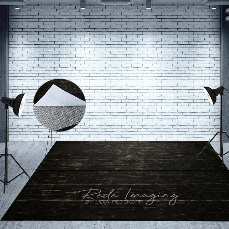 Lofaris Black Retro Wood Fabric Floor Backdrop For Photo