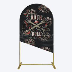 Lofaris Black Rock Roll Logo Birthday Party Arch Backdrop