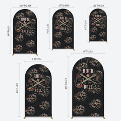 Lofaris Black Rock Roll Logo Birthday Party Arch Backdrop