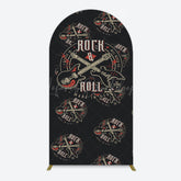 Lofaris Black Rock Roll Logo Birthday Party Arch Backdrop