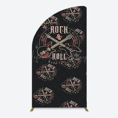 Lofaris Black Rock Roll Logo Birthday Party Half Moon Arch Backdrop