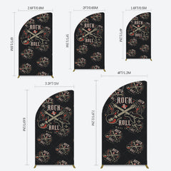 Lofaris Black Rock Roll Logo Birthday Party Half Moon Arch Backdrop