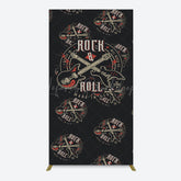 Lofaris Black Rock Roll Logo Birthday Party Rectangle Backdrop