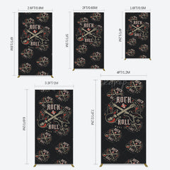 Lofaris Black Rock Roll Logo Birthday Party Rectangle Backdrop