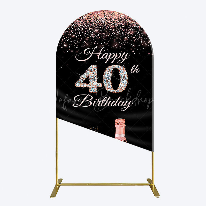 Lofaris Black Rose Gold Glitter 40th Birthday Arch Backdrop
