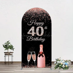 Lofaris Black Rose Gold Glitter 40th Birthday Arch Backdrop
