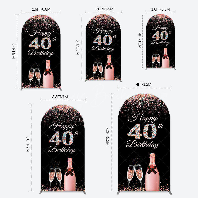 Lofaris Black Rose Gold Glitter 40th Birthday Arch Backdrop
