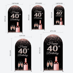 Lofaris Black Rose Gold Glitter 40th Birthday Arch Backdrop