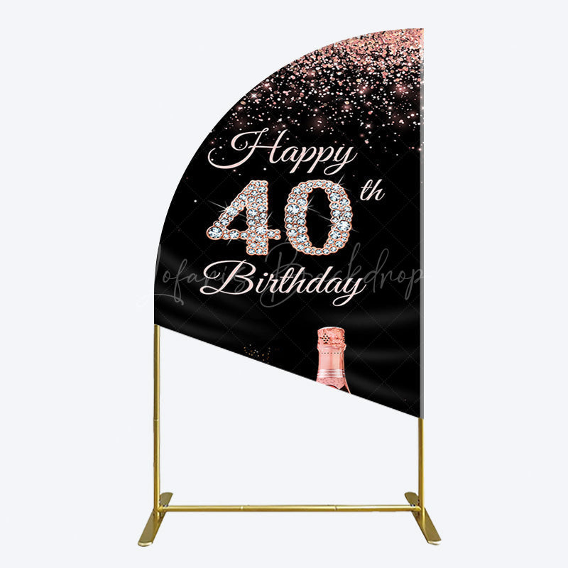 Lofaris Black Rose Gold Glitter 40th Birthday Half Moon Arch Backdrop