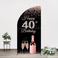 Lofaris Black Rose Gold Glitter 40th Birthday Half Moon Arch Backdrop