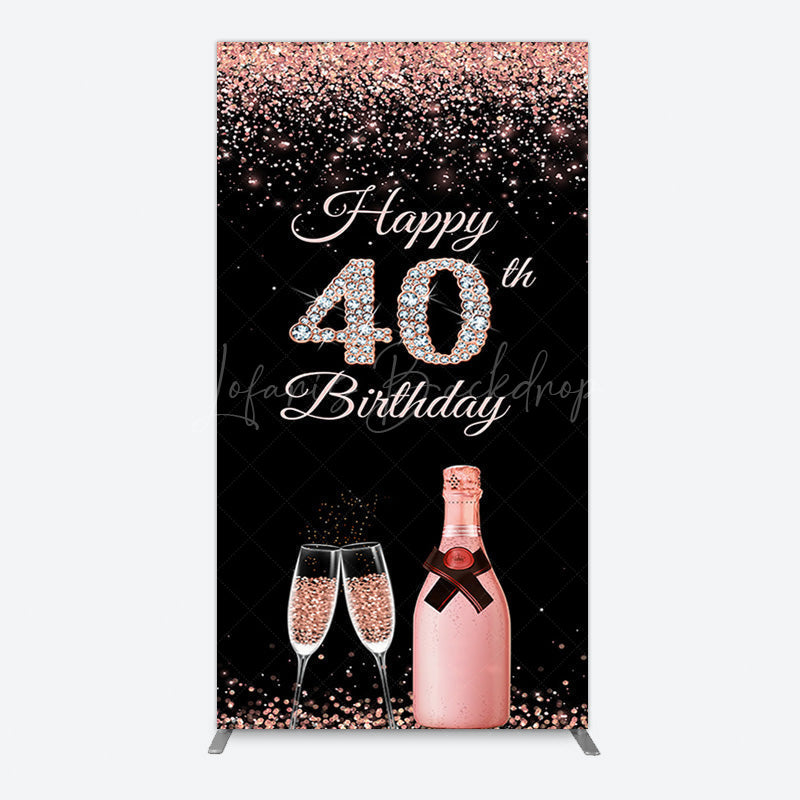Lofaris Black Rose Gold Glitter 40th Birthday Rectangle Backdrop