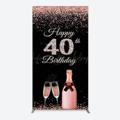 Lofaris Black Rose Gold Glitter 40th Birthday Rectangle Backdrop