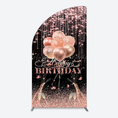 Lofaris Black Rose Gold Glitter Cheer Birthday Arch Backdrop