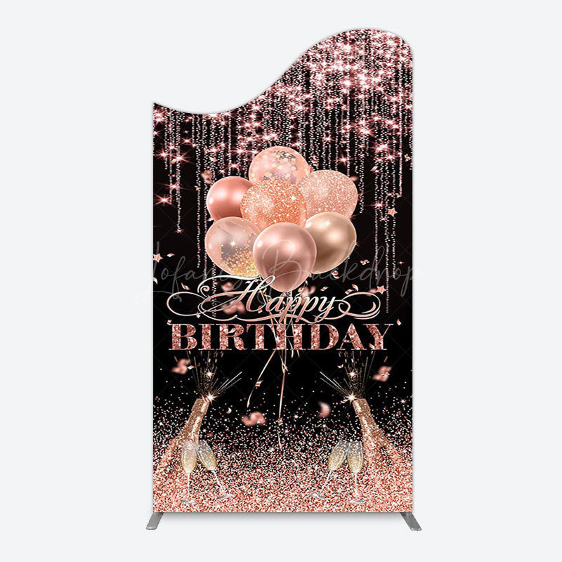 Lofaris Black Rose Gold Glitter Cheer Birthday Arch Backdrop