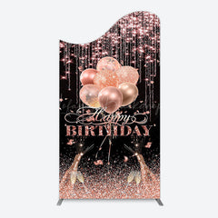 Lofaris Black Rose Gold Glitter Cheer Birthday Arch Backdrop