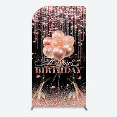 Lofaris Black Rose Gold Glitter Cheer Birthday Arch Backdrop