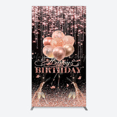 Lofaris Black Rose Gold Glitter Cheer Birthday Arch Backdrop