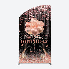 Lofaris Black Rose Gold Glitter Cheer Birthday Arch Backdrop