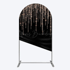 Lofaris Black Rose Gold Lines Simple Birthday Arch Backdrop