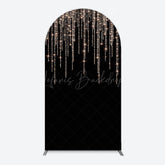 Lofaris Black Rose Gold Lines Simple Birthday Arch Backdrop