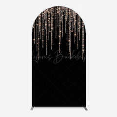 Lofaris Black Rose Gold Lines Simple Birthday Arch Backdrop