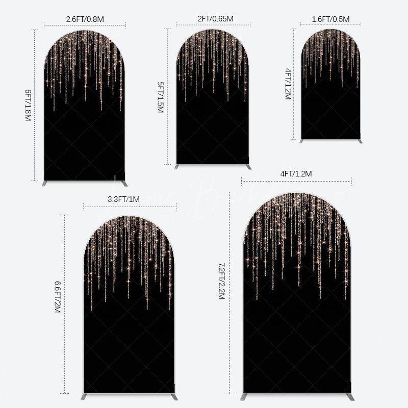 Lofaris Black Rose Gold Lines Simple Birthday Arch Backdrop