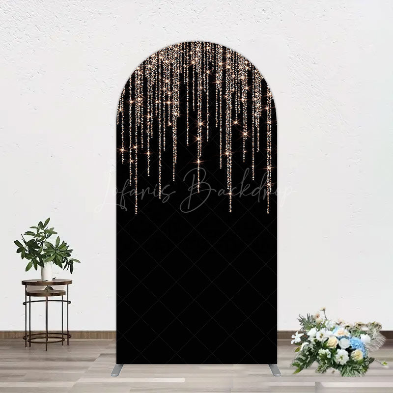 Lofaris Black Rose Gold Lines Simple Birthday Arch Backdrop
