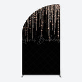 Lofaris Black Rose Gold Lines Simple Birthday Half Moon Arch Backdrop
