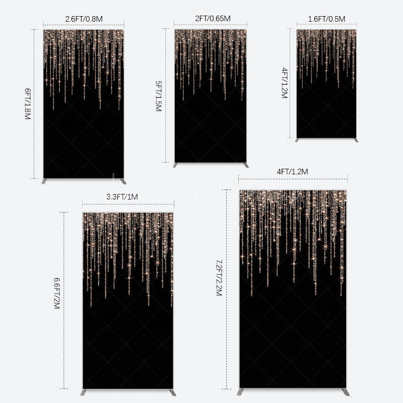 Lofaris Black Rose Gold Lines Simple Birthday Rectangle Backdrop