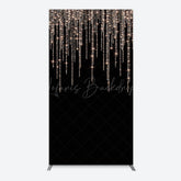 Lofaris Black Rose Gold Lines Simple Birthday Rectangle Backdrop