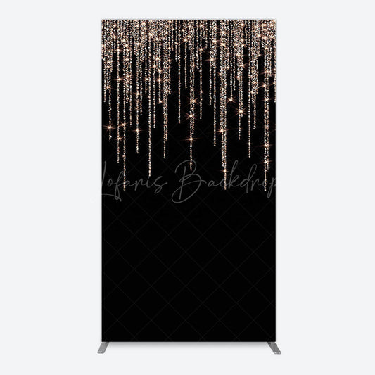 Lofaris Black Rose Gold Lines Simple Birthday Rectangle Backdrop