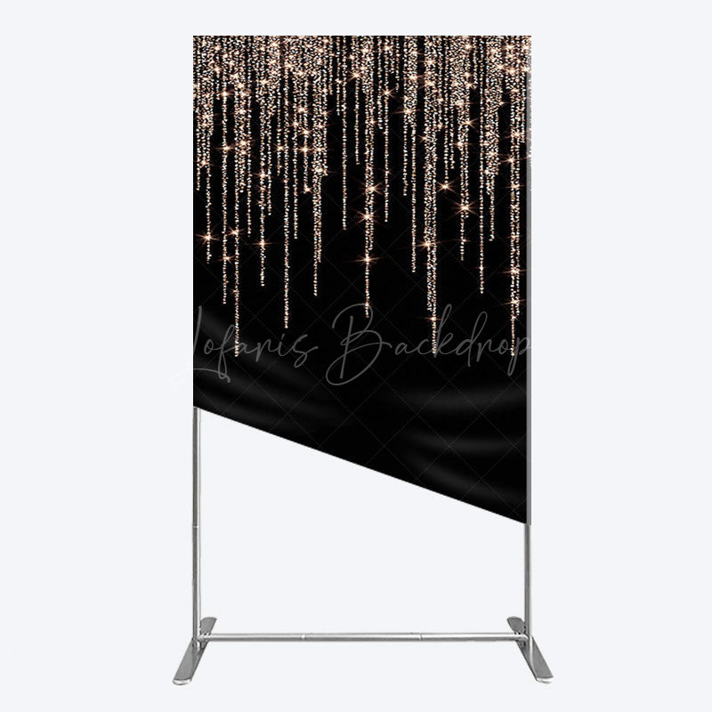 Lofaris Black Rose Gold Lines Simple Birthday Rectangle Backdrop