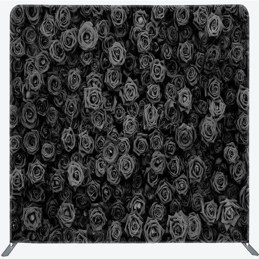 Lofaris Black Rose Wall Double-Sided Tension Fabric Backdrop 3D Floral Background for Wedding Party Photo Booth Decor
