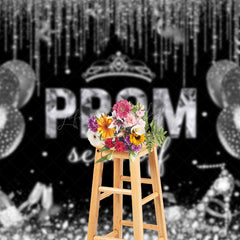 Lofaris Black Silver Balloon Prom Send Off Grad Backdrop
