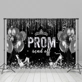 Lofaris Black Silver Balloon Prom Send Off Grad Backdrop