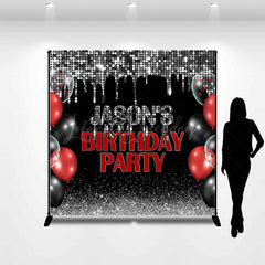 Lofaris Black Silver Balloons Custom Name Birthday Backdrop