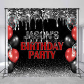 Lofaris Black Silver Balloons Custom Name Birthday Backdrop