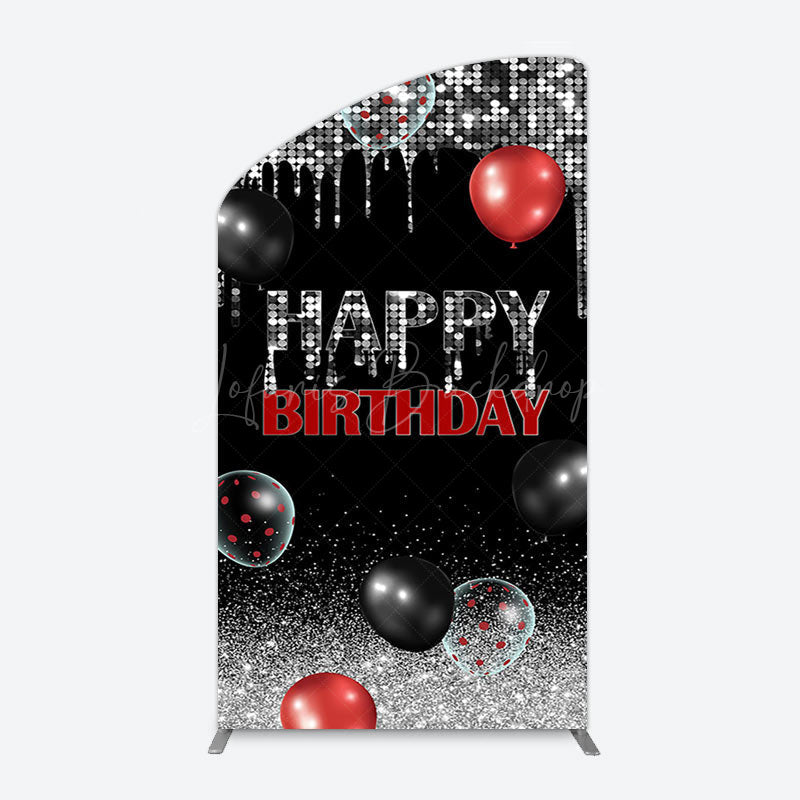Lofaris Black Silver Glitter Balloons Birthday Arch Backdrop
