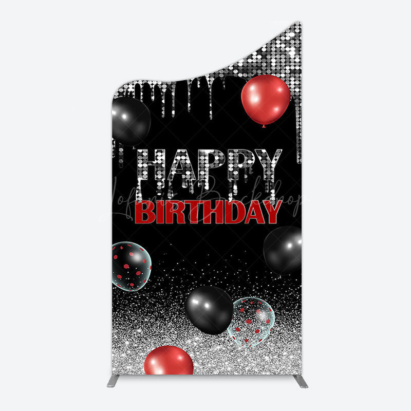 Lofaris Black Silver Glitter Balloons Birthday Arch Backdrop