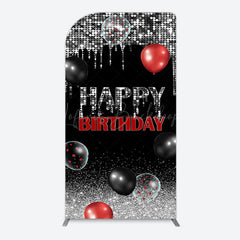Lofaris Black Silver Glitter Balloons Birthday Arch Backdrop
